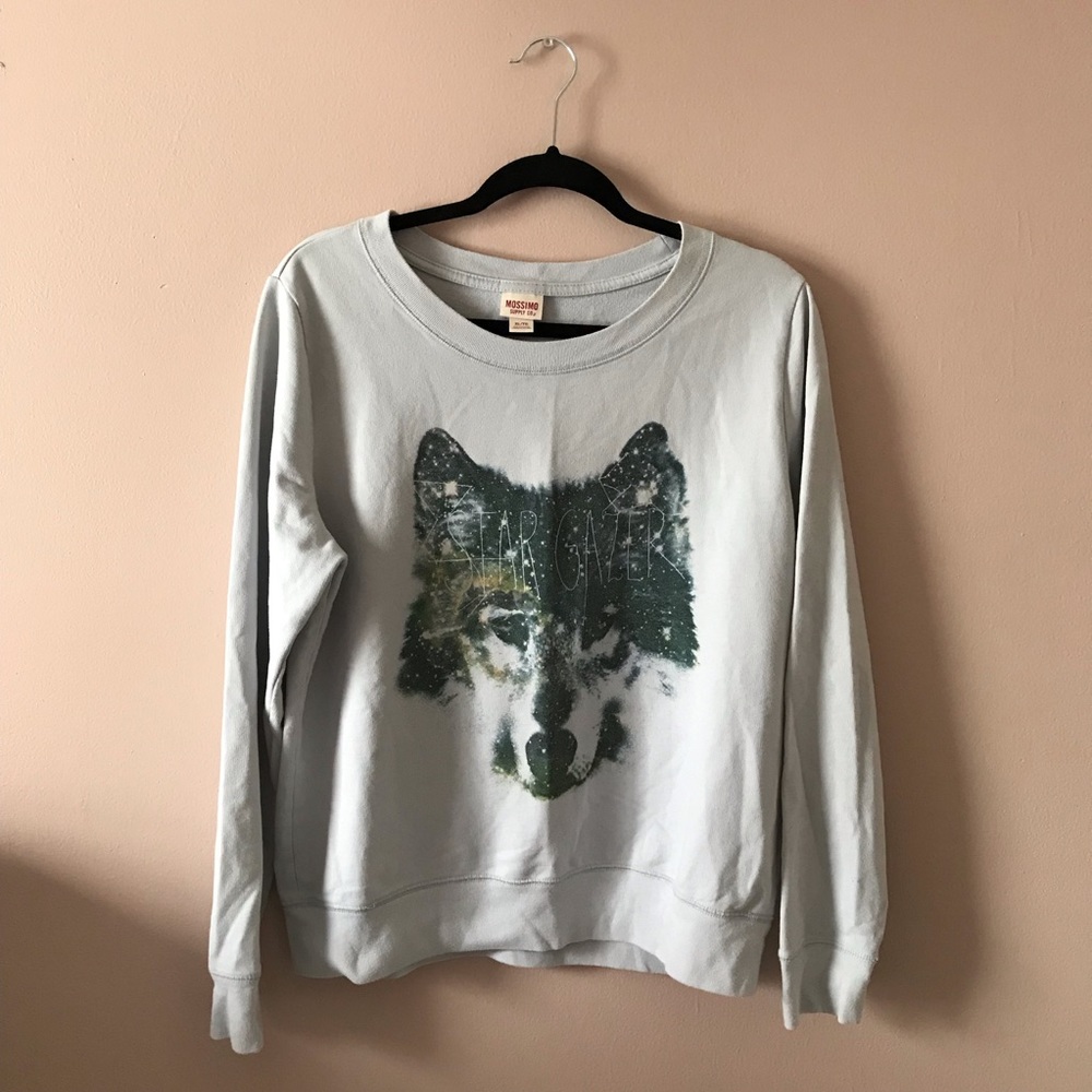 Mossimo Light Blue Graphic Crewneck Sweater